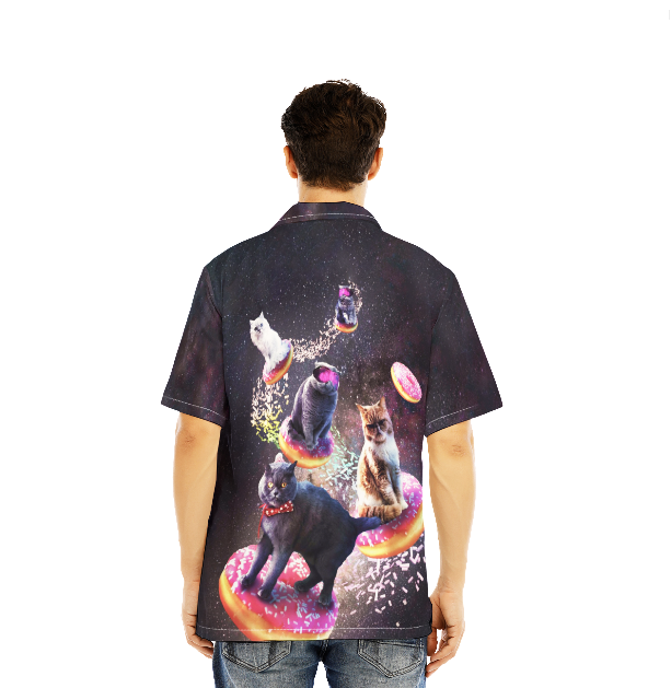 Funny Cat In Space Donuts Aloha Hawaiian Shirts For Men and For Women WT1852