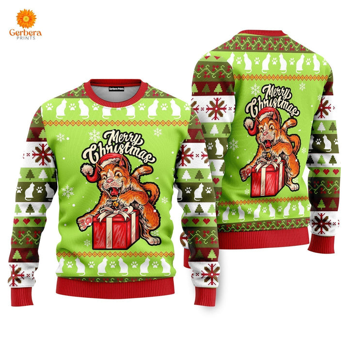 Funny Cat Merry Christmas Ugly Christmas Sweater For Men & Women Adult UH1114