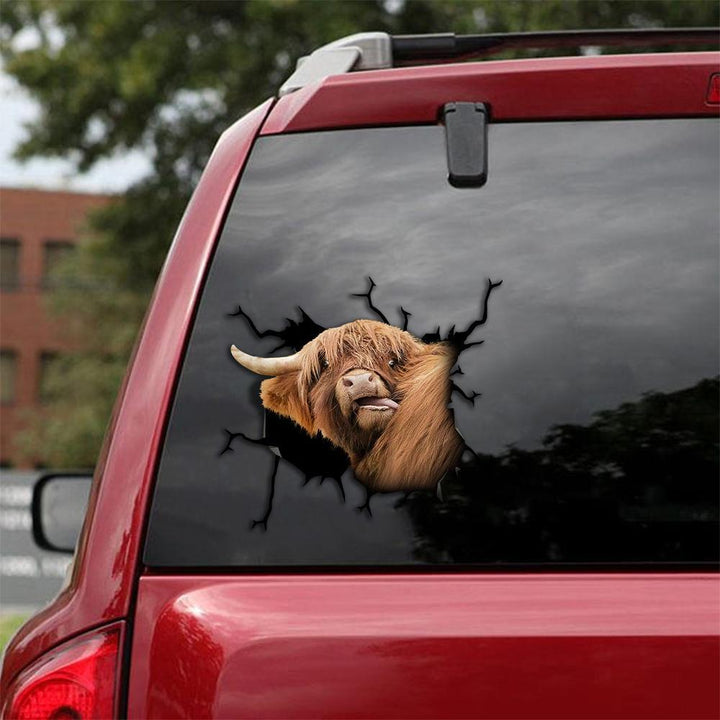 Cattle Cow Cracked Car Decal Sticker | Waterproof | PVC Vinyl | CCS1030