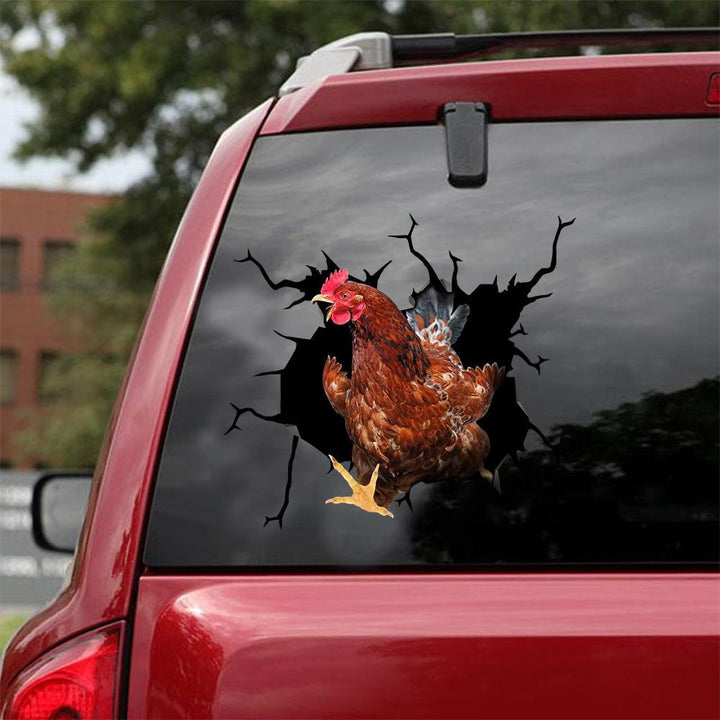 Chicken Cracked Car Decal Sticker | Waterproof | PVC Vinyl | CCS1337