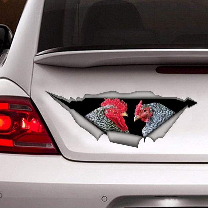 Funny Chicken Cracked Car Decal Sticker | Waterproof | PVC Vinyl | CCS1366