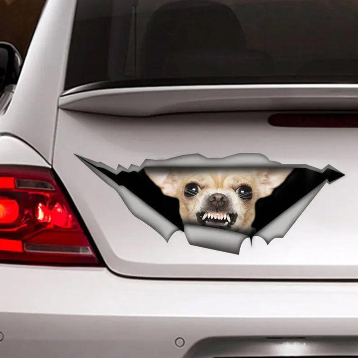 Chihuahua Dog Cracked Car Decal Sticker | Waterproof | PVC Vinyl | CCS2516