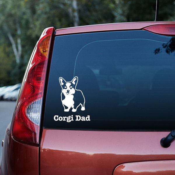 Funny Corgi Dog Dad 3D Vinyl Car Decal Stickers CS5618