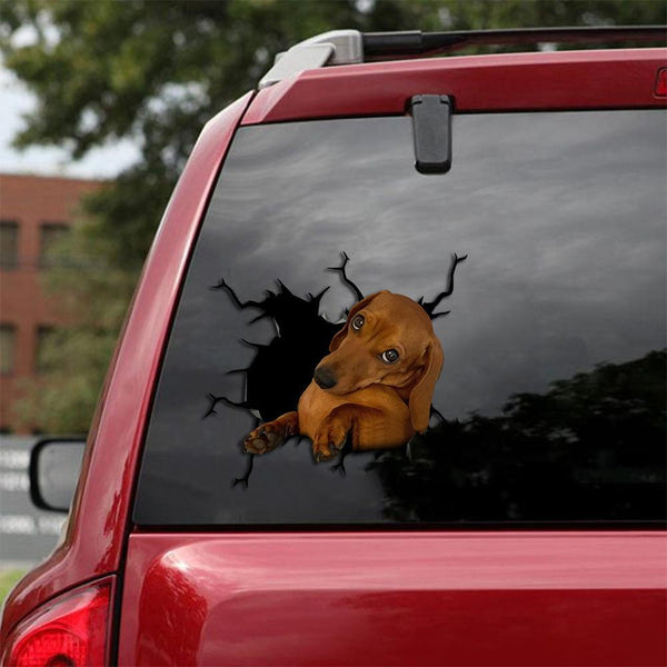 Dachshund Dog Cracked Car Decal Sticker | Waterproof | PVC Vinyl | CCS1074