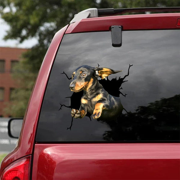 Dachshund Dog Cracked Car Decal Sticker | Waterproof | PVC Vinyl | CCS1420