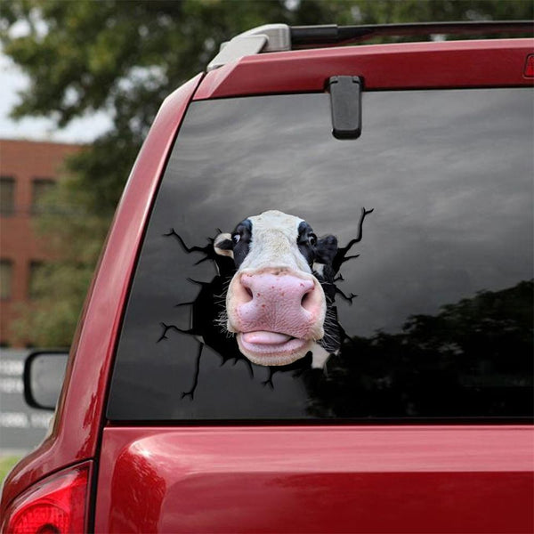 Dairy Cow Cracked Car Decal Sticker | Waterproof | PVC Vinyl | CCS1081