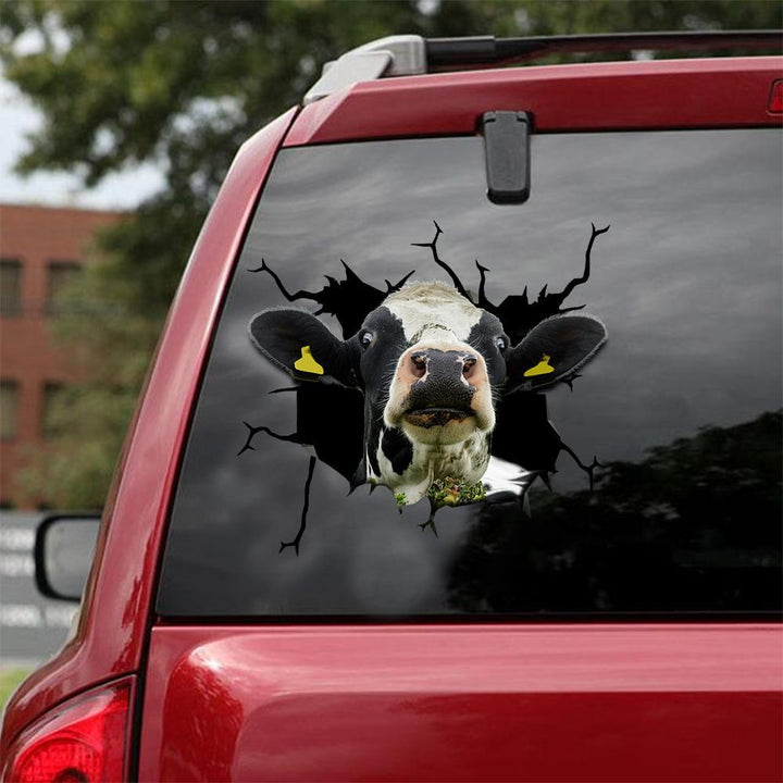 Dairy Cow Cracked Car Decal Sticker | Waterproof | PVC Vinyl | CCS1121