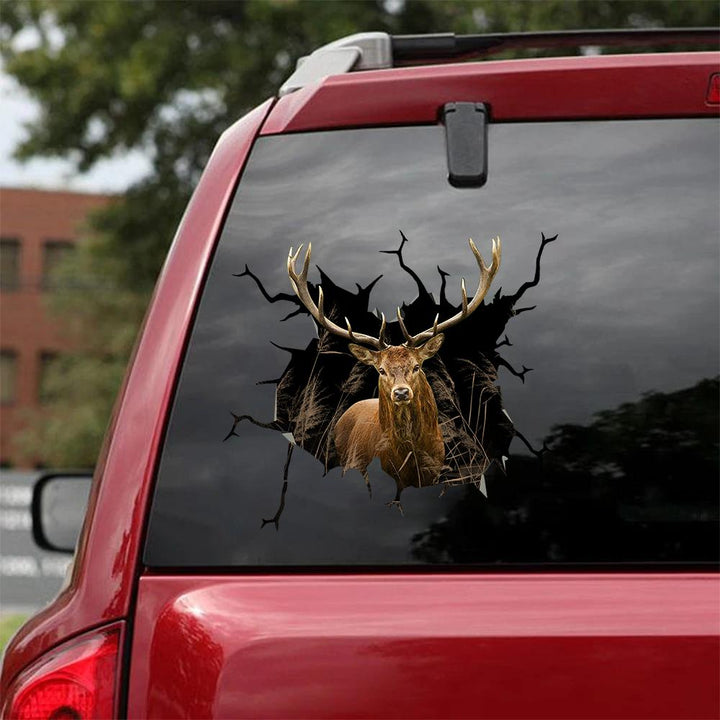 Funny Deer Cracked Car Decal Sticker | Waterproof | PVC Vinyl | CCS1264