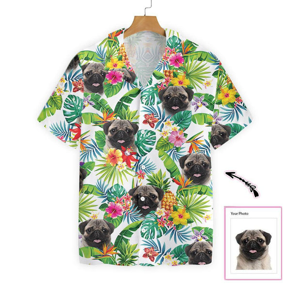 Funny Dog And Tropical Pineapple Custom Photo Hawaiian Shirt For Men & Women