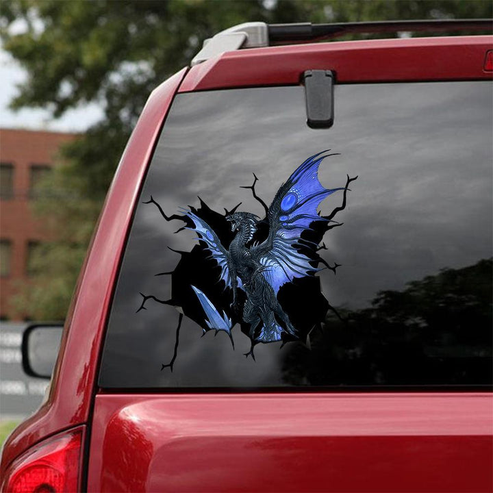 Funny Dragon Cracked Car Decal Sticker | Waterproof | PVC Vinyl | CCS2180