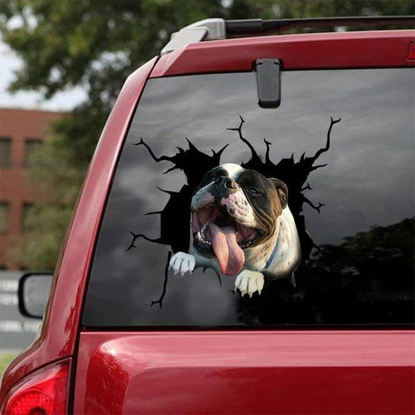 English Bulldog Cracked Car Decal Sticker | Waterproof | PVC Vinyl | CCS2304