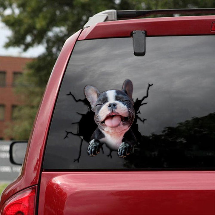 French Bulldog Cracked Car Decal Sticker | Waterproof | PVC Vinyl | CCS1058