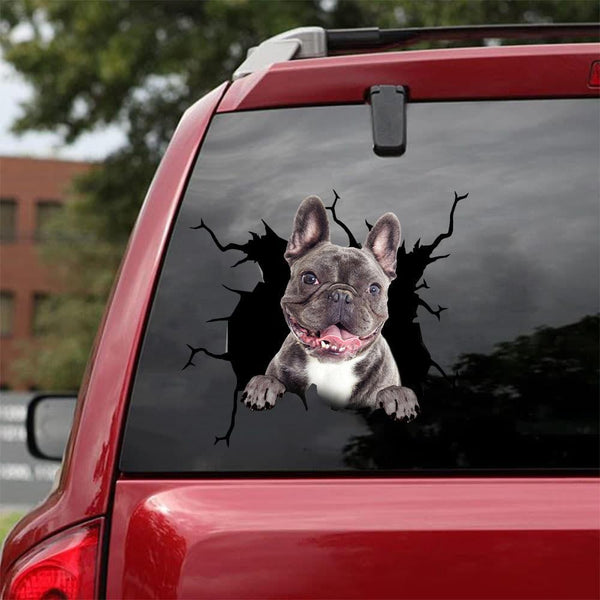 French Bulldog Cracked Car Decal Sticker | Waterproof | PVC Vinyl | CCS1113