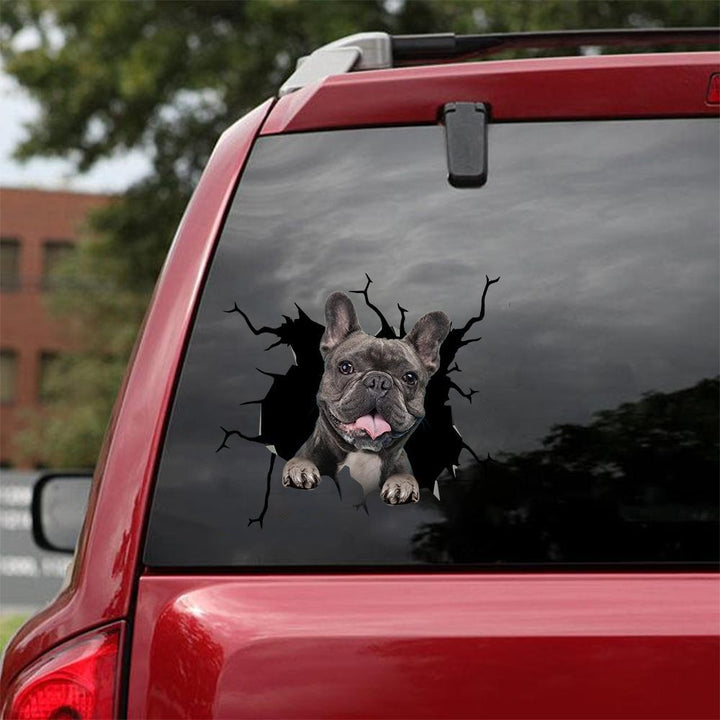 French Bulldog Cracked Car Decal Sticker | Waterproof | PVC Vinyl | CCS1116