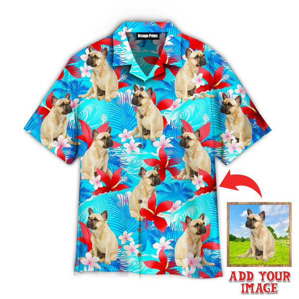 Funny French Bulldog Happy With Summer Beach Custom Photo Hawaiian Shirt For Men & Women