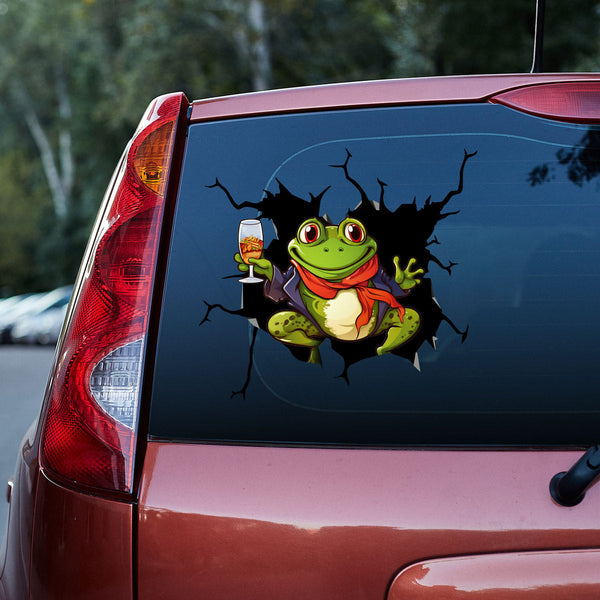Funny Frog Drinking 3D Vinyl Car Decal Stickers CS8184