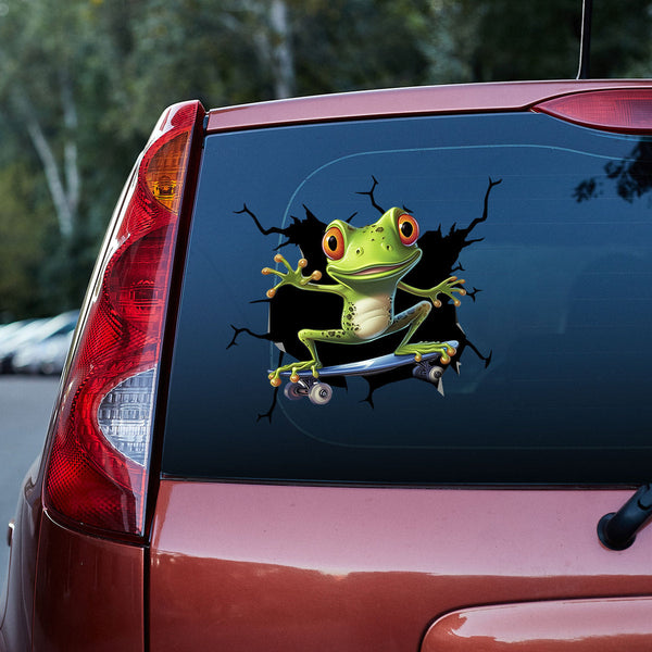 Funny Frog Skateboarding 3D Vinyl Car Decal Stickers CS8187