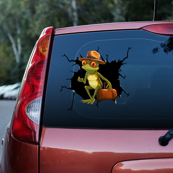 Funny Frog With Suitcase 3D Vinyl Car Decal Stickers CS8181