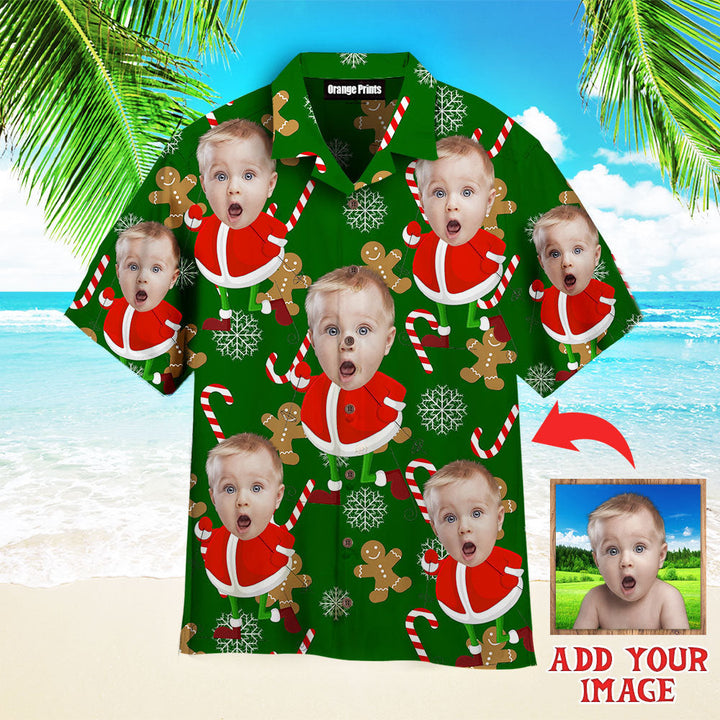 Funny Funny Face Santa Merry Christmas Custom Photo Hawaiian Shirt For Men & Women