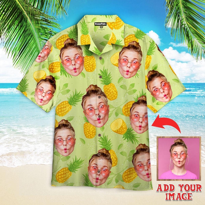 Funny Funny Face Summer Pineapples Custom Photo Hawaiian Shirt For Men & Women