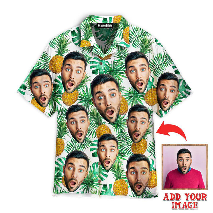 Funny Funny Face With Pineapple Seamless Custom Photo Hawaiian Shirt For Men & Women