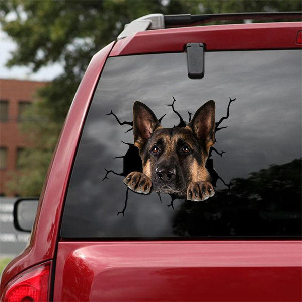 German Shepherd Cracked Car Decal Sticker | Waterproof | PVC Vinyl | CCS1220