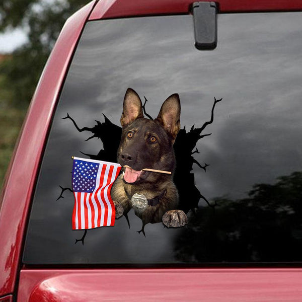 German Shepherd Dog Cracked Car Decal Sticker | Waterproof | PVC Vinyl | CCS2196