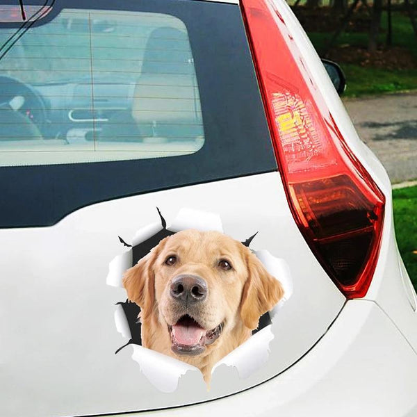 Funny Golden Retriever Dog 3D Vinyl Car Decal Stickers | Waterproof | PVC Vinyl | CCS2003
