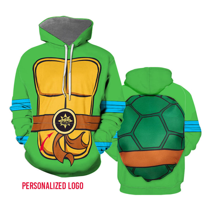 Funny Green Turtle Halloween Costume Custom Name Hoodie For Men & Women