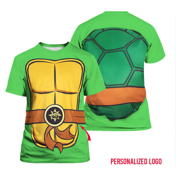 Funny Green Turtle Halloween Costume Custom Name T Shirt For Men & Women