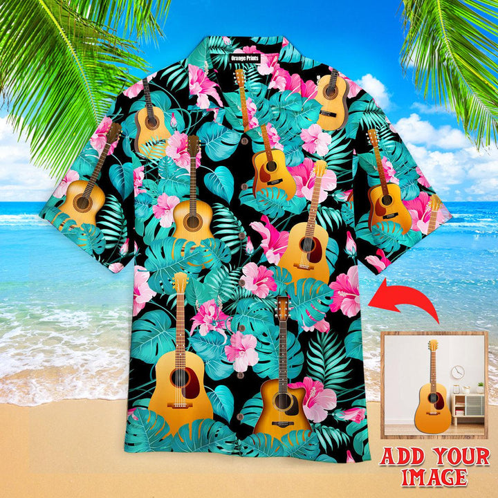 Funny Guitar Tropical Custom Photo Hawaiian Shirt For Men & Women
