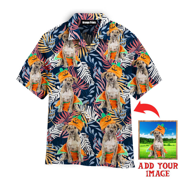 Funny Halloween Dog In Summer Custom Photo Hawaiian Shirt For Men & Women