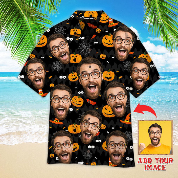 Funny Halloween Is Coming With Halloween Boy Funny Face Custom Photo Hawaiian Shirt For Men & Women