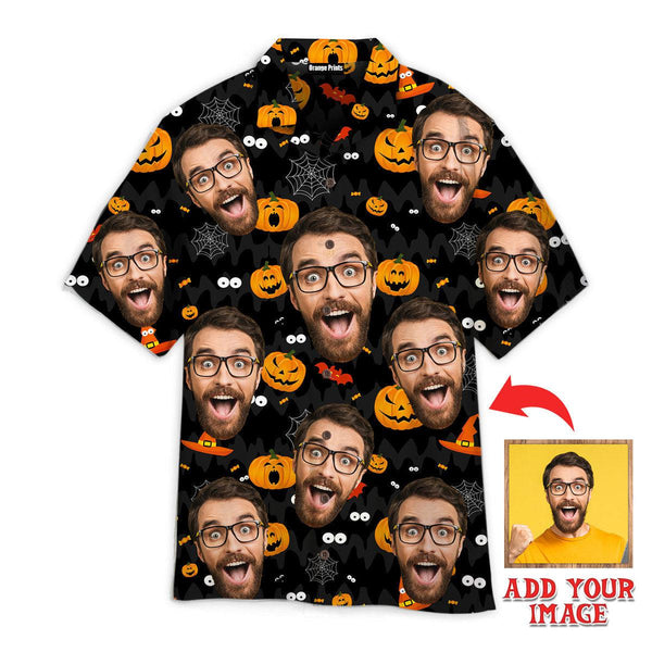 Funny Halloween Is Coming With Halloween Boy Funny Face Custom Photo Hawaiian Shirt For Men & Women