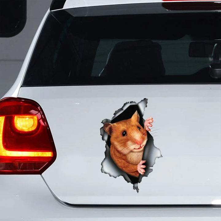 Funny Hamster Cracked Car Decal Sticker | Waterproof | PVC Vinyl | CCS2703-Colorful-Gerbera Prints.