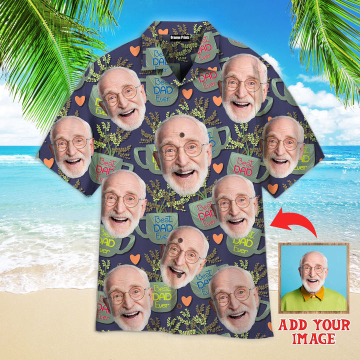 Funny Happy Guy Face Gift For Best Dad Custom Photo Hawaiian Shirt For Men & Women
