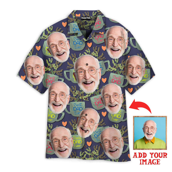 Funny Happy Guy Face Gift For Best Dad Custom Photo Hawaiian Shirt For Men & Women