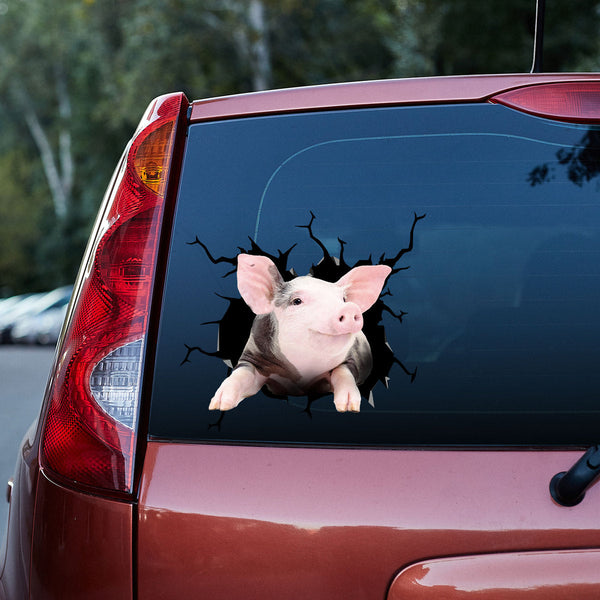 Happy Pink Pig 3D Vinyl Car Decal Stickers CS5571
