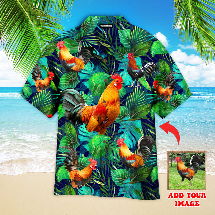 Funny Happy Rooster Custom Photo Hawaiian Shirt For Men & Women