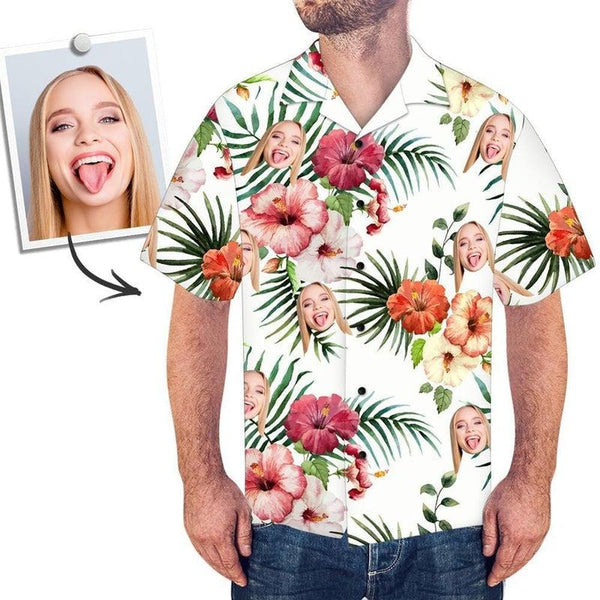 Funny Hibiscus Flower Custom Photo Hawaiian Shirt For Men & Women