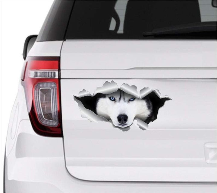 Husky Cracked Car Decal Sticker | Waterproof | PVC Vinyl | CCS1498