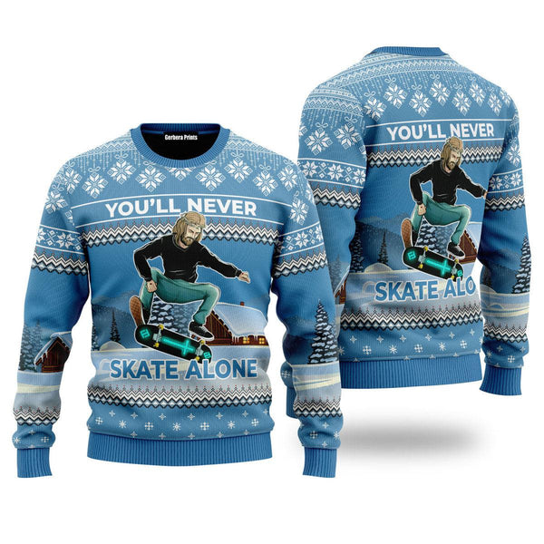 Funny Jesus Skateboarding Ugly Christmas Sweater | For Men & Women | UH1602-Colorful-Gerbera Prints.