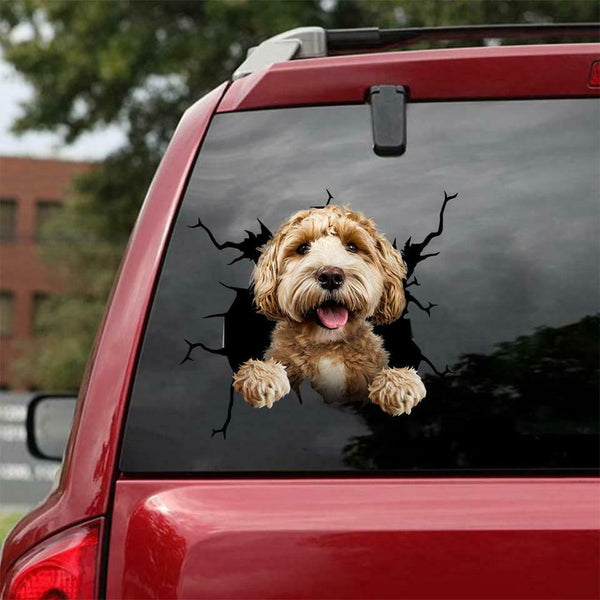 Labradoodle Dog Cracked Car Decal Sticker | Waterproof | PVC Vinyl | CCS1255