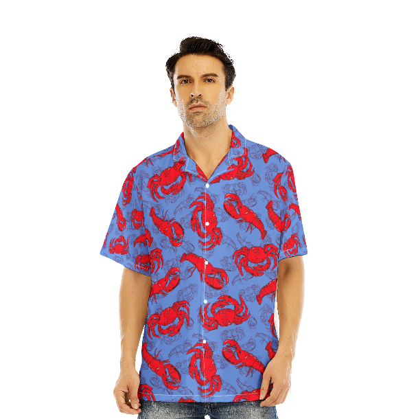 Funny Lobster And Crab Tropical Blue Aloha Hawaiian Shirts For Men & For Women WT6491