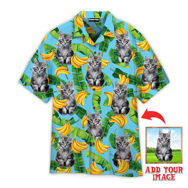 Funny Maine Coon Cats Love Banana Custom Photo Hawaiian Shirt For Men & Women