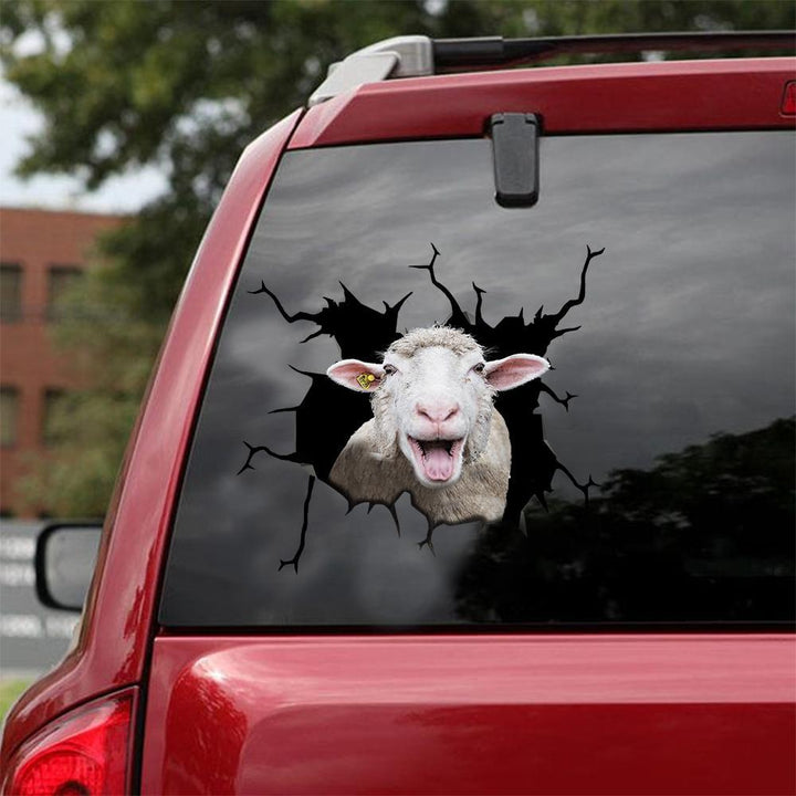 Merino Wool Sheep Cracked Car Decal Sticker | Waterproof | PVC Vinyl | CCS1085