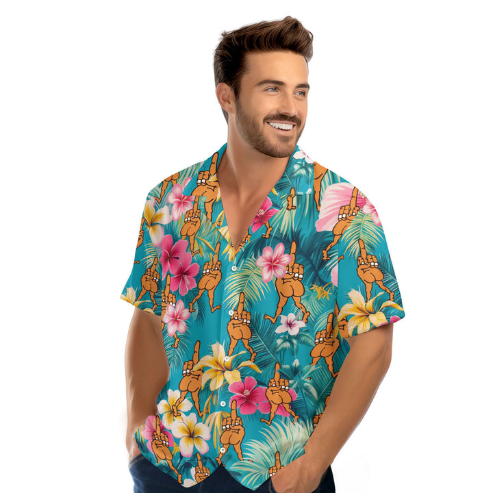 Funny Tropical Finger Hawaiian Shirt 