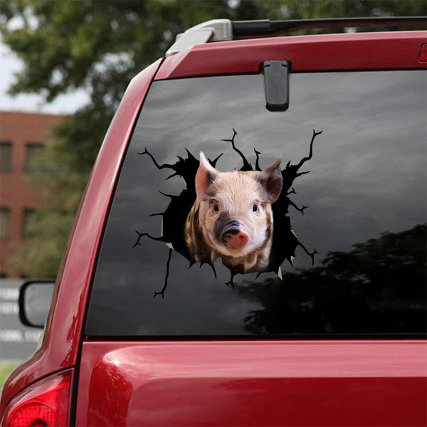 Pig Cracked Car Decal Sticker | Waterproof | PVC Vinyl | CCS1218