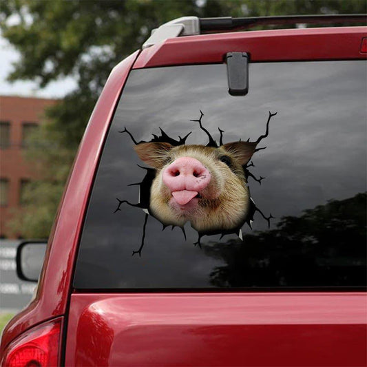 Pig Cracked Car Decal Sticker | Waterproof | PVC Vinyl | CCS1222