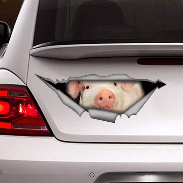 Funny Pig Cracked Car Decal Sticker | Waterproof | PVC Vinyl | CCS1368